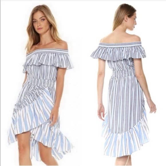 🔥Sales - MISA Los Angeles Marin Striped Dress Ruffles Size XS - Picture 3 of 14